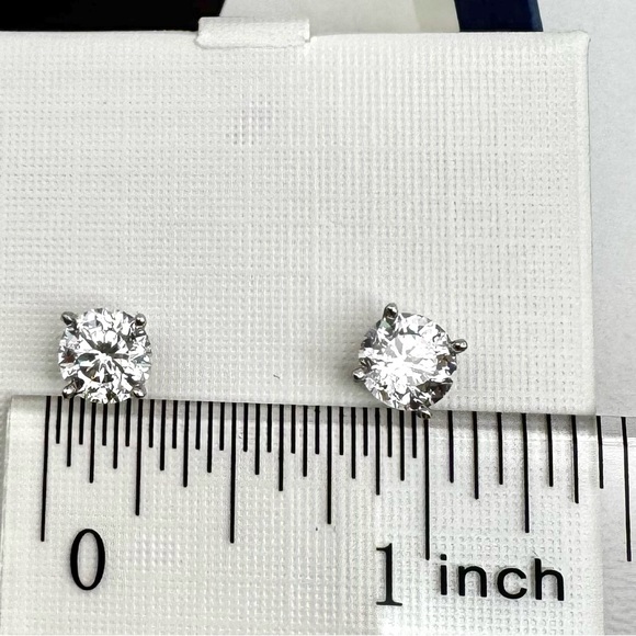 NEW Diamonique Sterling Silver Diamond Look Stud Earrings CZ NWT NIB Gift Ready - Picture 8 of 12
